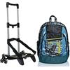 Seven Zaino Scuola ADVANCED SEVEN - URBAN ROCK, Blu Jeans, Doppio Scomparto + Carrello BE BOX 3WD Portazaino Compatibile