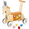 Janod Asino girello Janod - carrello a spinta in legno con cassetta porta stampi per bambini