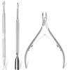 Makartt Trimmer per cuticole con rimozione cuticole - 3 pezzi Silver Cuticle Remover Tool, set professionale di forbici per cuticole con pinza per cuticole in acciaio inox, doppio spingicuticole e