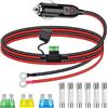 HAAMNING7 Presa accendisigari resistente Cavo adattatore accendisigari maschio 12 AWG a O-ring con scatola dei fusibili e spia LED per convertitore auto pompa aria barca(1m/3ft)