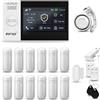 HUXGO® HXA007 Sistema di allarme casa senza fili con sirena esterna WiFi + GSM 4G | Antifurto casa kit con 1x sensori di allarme per finestre/portes, 12x rilevatori di movimento | Lavora con TUYA