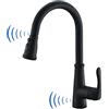 GEOATON Sensore touchless Rubinetti per lavello da cucina con sensore automatico Rubinetto miscelatore per lavello da cucina con spruzzatore estraibile Beccuccio girevole a leva singola nero opaco..