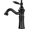 LAKKOAKOAA Rubinetto Bagno Rubinetto Lavabo, Stile Anticato Vintage Ottone Monocomando Miscelatore Bagno, Miscelatore Lavabo, Nero