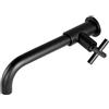 HomeLava Rubinetto per lavabo in ottone con rubinetto per acqua fredda, montaggio a parete, per acqua fredda, 1/2 pollici, montaggio a parete monoforo per vasca da bagno con beccuccio da 240 mm, nero