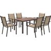 Outsunny Set da Giardino 7 Pezzi in Plastica con 6 Sedie Impilabili e Tavolo Rettangolare, Kaki e Marrone | Aosom Italy