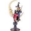 Inmaculada Romero IR Strega Figura 52 cm. seduta su Luna Immagine Resina Gatto Nero Scopa