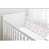 BreathableBaby, Fodera classica in rete traspirante da 3 mm per culle con materasso da 120 x 60 cm o 140 x 70 cm, nuvole rosa, copre 2 lati, alternativa ai paracolpi a strato singolo non imbottito,