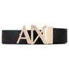 Armani Exchange Gold AX Buckle Reversible Hinge Belt Cintura, Nero/Blu Navy, 38 Uomo