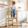 COSYLAND Torre Montessoriana per Bambini 2 in 1 - Torretta Montessoriana con protezione rimovibile, si trasforma in scaletta, capacità 136 kg per cucina/bagno/soggiorno/cameretta(Naturale)