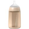 Suavinex, Biberon in Silicone da 240 ml, con Tettarella Fisiologica in Silicone SX Pro, con Valvola Anticolica, Biberon a Flusso Medio (M). Per bambini +3 mesi. Colour Essence Nocciola