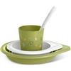 Suavinex, Set svezzamento Bambino +6 Mesi, Stoviglie per Bambini Lavabili in Lavastoviglie e Microonde. Include: Bicchiere + Piatto Piano + Ciotola + Cucchiaio. My family Verde