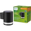 Philips LED Fyce Lampada Solare da Parete per Esterni, Luce Bianca Calda, 1.5W, IP44, Nero