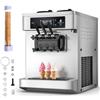 VEVOR Macchina per Gelato Soft Commerciale Serve da Banco Produzione max. 20-28 L/h, Macchina per Creme Fredde Gelato Soft 2200 W 2 Tramogge da 6 Litri, Gelaterie, Pasticcerie, Feste, Ristorante