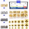 Glarks 150Pz Oro Spike Rivet, 6mm 7mm 8mm 9mm 10mm 12mm Piramide Rapid Rivet Studs Quadrato Punk Spikes Decorazione artigianale in pelle per Abbigliamento Cinture Borse Scarpe