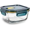 Quid Astral Contenitore quadrato ermetico vetro 13,6 x 13,6 x 7 cm - 52 cl Blu