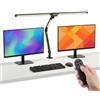 Tomshine Lampada da Scrivania LED 24W Doppia Testa con Morsetto, 272 LED 1500LM CRI 95+ Lampada Architetto Dimmerabile con Telecomando, 4 Colori Timer, Luce Monitor per Ufficio - Nero