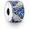 PANDORA Clip Moments con piuma in argento Sterling con cristallo blu notte