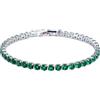 osiuujkw Bracciale color argento con regolazione gratuita Matrimoni Bracciale nuziale in cristallo con catena ghiacciata in rame e argento sterling 925, verde platino 19 cm