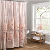 Lush Decor Serena - Tenda da doccia con motivo floreale increspato, stile rustico vintage, decorazione per il bagno, 0, colore arrossire
