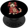 Merry Christmas Wrap Ribbon Bow Stars Xm Carta da regalo con Labrador Retriever Lab Candy Cane PopSockets PopGrip Adesivo