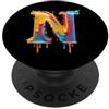 Dynamic Drip Initials Colorato Paint Drip Lettera N Iniziale Alfabeto PopSockets PopGrip Adesivo