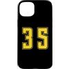 Uniform Yellow Number SUL RETRO E FRONTE Custodia per iPhone 15 Plus Giallo Numero 35 Uniforme Numerata Squadra Sportivo