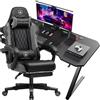 StarTech Set scrivania e sedia da gaming - Z12 + GT900 - Pelle + fibra di carbonio - Stile minimalista e moderno - Montaggio richiesto - Verde chiaro