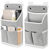 Zourglow 2 Pezzi Portaoggetti da Appendere con Tasche | Organizzatore da Parete in Tessuto, con 4 Ganci, Pieghevole per Bagno, Camera e Ufficio, Grigio
