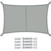 VOUNOT® Vela Ombreggiante Impermeabile Rettangolare 3x4m, Tenda da Sole per Esterno in Polyester con Kit di Fissaggio, Protezione UV 95%, Vele Ombreggianti per Giardino, Balcone, Terrazza, Grigio