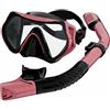 Baoblaze Occhialini da Nuoto Bambini Maschera Subacquea Boccaglio Vetro Trasparente Cinturino Regolabile Silicone Adatta per Escursioni Acquatiche Piscina Spiaggia, Rosa, Maschera+Boccaglio