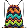 Anceky Borsa con coulisse leggera, piccola, borsa da palestra per donna, con motivo a linee colorate, zaino da calcio per viaggi sportivi