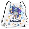 Caribu design Sacca Personalizzata con Nome per Asilo, Scuola Materna/Elementare, Nido, Sport - Zaino Bambino con stampa Astronauta Spazio - Idea Regalo