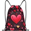 Anceky Borsa con coulisse leggera, piccola borsa da palestra per donna, zaino da calcio a forma di cuore per San Valentino, per viaggi sportivi