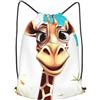 Anceky Zaino con coulisse, borsa da palestra con coulisse, carina e divertente giraffa, borsa da nuoto per uomo e donna