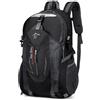 Horett Zaino da Escursionismo in Nylon Ripstop Leggero Resistente (Nera) | Tessuto in Nylon, Resistente All'acqua, Cinghie in Rete, da Campeggio, Uomo Donna, Attacco per Bastoncino, Uso Zaino
