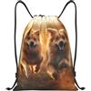 Anceky Borsa con coulisse leggera, piccola, per palestra, per donne, cani che corrono sul campo, zaino da calcio per viaggi sportivi