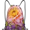 Anceky Zaino con coulisse, borsa da palestra con coulisse, borsa da nuoto con fiori viola e gialli per uomo e donna