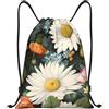 Anceky Borsa con coulisse leggera, piccola, borsa da palestra per donna, zaino da calcio con stampa floreale, per viaggi sportivi