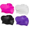 Selvotran 4 cuffie da nuoto per trecce e dreadlocks, cuffie da nuoto extra large in silicone per capelli lunghi, cuffie da bagno impermeabili, cuffia da nuoto di grandi dimensioni con ampio spazio, nero, bianco