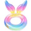 Generic Ciambella Gonfiabile Per Nuoto A Coda Di Sirena Con Finitura Arcobaleno In PVC Glitterato, Galleggiante Per Piscina Per Il Divertimento Estivo