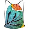 Anceky Zaino con coulisse, borsa da palestra con coulisse, borsa da nuoto con foglie colorate per uomo e donna