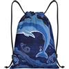 Anceky Zaino con coulisse per palestra, borsa con coulisse, borsa da nuoto Blue Play Dolphin per uomo e donna