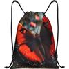 Anceky Zaino con coulisse, resistente all'acqua, con motivo a farfalla rossa, per sport, palestra, per uomo e donna