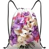 Anceky Borsa con coulisse leggera, piccola, borsa da palestra per donna, zaino da calcio con mazzo di fiori, per viaggi sportivi