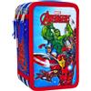 Avengers Marvel Avengers - Astuccio 3 scomparti per bambini, per la Scuola Elementare o tempo libero, 3 Zip, 44 Pezzi Inclusi