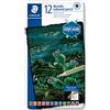 STAEDTLER 146M Matite colorate metalliche - 12 colori, astuccio metallo | Mina morbida glitter per effetti brillanti, legno FSC - colorare decorativo su carta chiara & scura - Art.-Nr. 146M M12