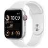 Apple Watch SE 44 mm (2022) | GPS + Cellular | Argento | Cinturino Sport Bianco M/L