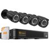 Anlapus H.265+ Kit Videorveglianza Esterna 2MP FHD 1080P, DVR 8CH 500GB,