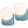Briloner - Set di 2 Mini Lampade da Tavolo LED, IP54, Touch, Blu Colomba