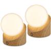 Briloner - Set di 2 Mini Lampade da Tavolo LED, IP54, Touch, Effetto Legno